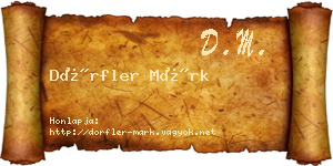 Dörfler Márk névjegykártya