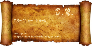 Dörfler Márk névjegykártya
